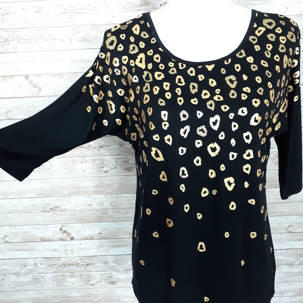 Thalia Sodi Top S Animal Print Black Gold 599 - Picture 2 of 5